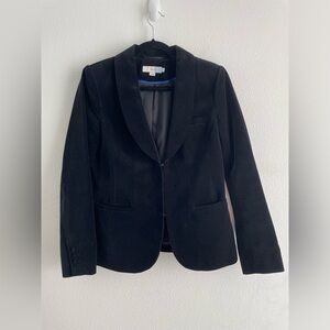 Boden black velvet blazer jacket unique hook & eye closure velvet buttons | 8